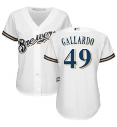 Women's Majestic Milwaukee Brewers #49 Yovani Gallardo Replica White Home Cool Base MLB Jersey
