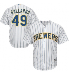 Youth Majestic Milwaukee Brewers #49 Yovani Gallardo Authentic White Alternate Cool Base MLB Jersey