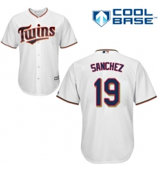Men's Majestic Minnesota Twins #19 Anibal Sanchez Replica White Home Cool Base MLB Jersey
