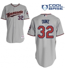 Men's Majestic Minnesota Twins #32 Zach Duke Replica Grey Road Cool Base MLB Jersey
