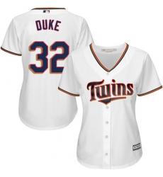 Women's Majestic Minnesota Twins #32 Zach Duke Authentic White Home Cool Base MLB Jersey