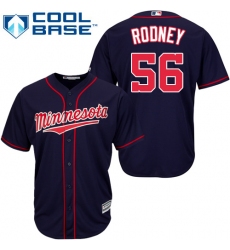Youth Majestic Minnesota Twins #56 Fernando Rodney Authentic Navy Blue Alternate Road Cool Base MLB Jersey