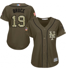 Women's Majestic New York Mets #19 Jay Bruce Authentic Green Salute to Service MLB Jersey