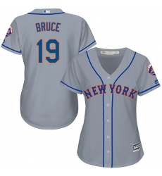 Women's Majestic New York Mets #19 Jay Bruce Authentic Grey Road Cool Base MLB Jersey
