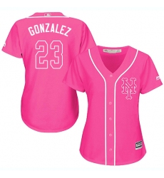 Women's Majestic New York Mets #23 Adrian Gonzalez Authentic Pink Fashion Cool Base MLB Jersey