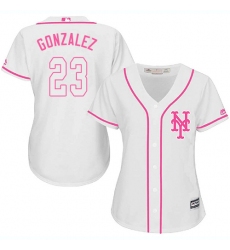 Women's Majestic New York Mets #23 Adrian Gonzalez Authentic White Fashion Cool Base MLB Jersey