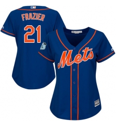 Women's Majestic New York Mets #21 Todd Frazier Authentic Royal Blue Alternate Home Cool Base MLB Jersey