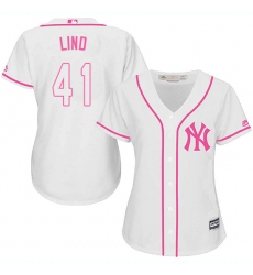 Women's Majestic New York Yankees #41 Adam Lind Authentic White Fashion Cool Base MLB Jersey