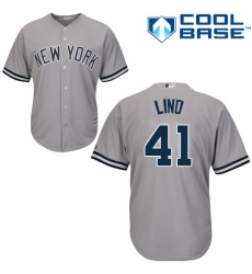 Youth Majestic New York Yankees #41 Adam Lind Replica Grey Road MLB Jersey