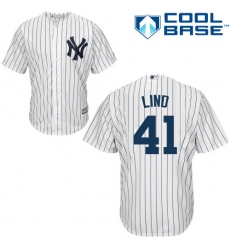 Youth Majestic New York Yankees #41 Adam Lind Replica White Home MLB Jersey