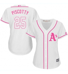 Women's Majestic Oakland Athletics #25 Stephen Piscotty Replica White Fashion Cool Base MLB Jersey