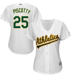 Women's Majestic Oakland Athletics #25 Stephen Piscotty Replica White Home Cool Base MLB Jersey