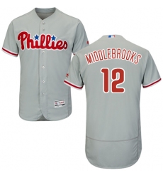 Men's Majestic Philadelphia Phillies #12 Will Middlebrooks Grey Road Flex Base Authentic Collection MLB Jersey