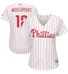 Women's Majestic Philadelphia Phillies #12 Will Middlebrooks Authentic White/Red Strip Home Cool Base MLB Jersey