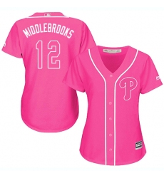 Women's Majestic Philadelphia Phillies #12 Will Middlebrooks Replica Pink Fashion Cool Base MLB Jersey