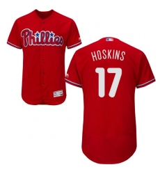 Men's Majestic Philadelphia Phillies #17 Rhys Hoskins Red Alternate Flex Base Authentic Collection MLB Jersey