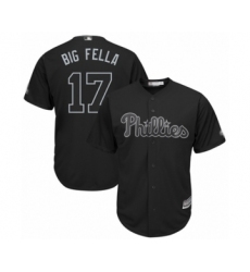 Men's Philadelphia Phillies #17 Rhys Hoskins  Big Fella Authentic Black 2019 Players Weekend Baseball Jersey