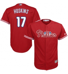 Youth Majestic Philadelphia Phillies #17 Rhys Hoskins Replica Red Alternate Cool Base MLB Jersey