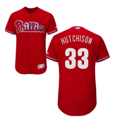 Men's Majestic Philadelphia Phillies #33 Drew Hutchison Red Alternate Flex Base Authentic Collection MLB Jersey