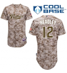 Men's Majestic San Diego Padres #12 Chase Headley Authentic Camo Alternate 2 Cool Base MLB Jersey