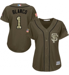 Women's Majestic San Francisco Giants #1 Gregor Blanco Replica Green Salute to Service MLB Jersey