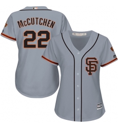 Women's Majestic San Francisco Giants #22 Andrew McCutchen Authentic Grey Road 2 Cool Base MLB Jersey