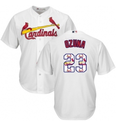 Men's Majestic St. Louis Cardinals #23 Marcell Ozuna Authentic White Team Logo Fashion Cool Base MLB Jersey