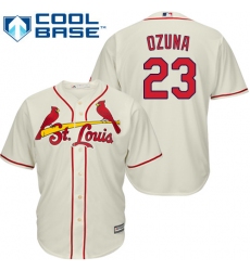 Youth Majestic St. Louis Cardinals #23 Marcell Ozuna Authentic Cream Alternate Cool Base MLB Jersey