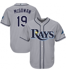 Men's Majestic Tampa Bay Rays #19 Dustin McGowan Replica Grey Road Cool Base MLB Jersey