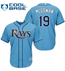 Youth Majestic Tampa Bay Rays #19 Dustin McGowan Authentic Light Blue Alternate 2 Cool Base MLB Jersey