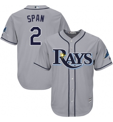 Men's Majestic Tampa Bay Rays #2 Denard Span Replica Grey Road Cool Base MLB Jersey