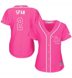Women's Majestic Tampa Bay Rays #2 Denard Span Authentic Pink Fashion Cool Base MLB Jersey