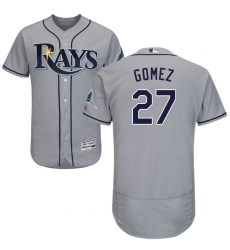 Men's Majestic Tampa Bay Rays #27 Carlos Gomez Grey Road Flex Base Authentic Collection MLB Jersey
