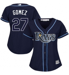 Women's Majestic Tampa Bay Rays #27 Carlos Gomez Authentic Navy Blue Alternate Cool Base MLB Jersey