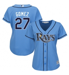 Women's Majestic Tampa Bay Rays #27 Carlos Gomez Replica Light Blue Alternate 2 Cool Base MLB Jersey