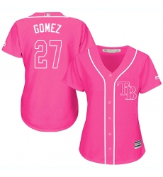 Women's Majestic Tampa Bay Rays #27 Carlos Gomez Replica Pink Fashion Cool Base MLB Jersey