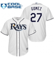 Youth Majestic Tampa Bay Rays #27 Carlos Gomez Replica White Home Cool Base MLB Jersey