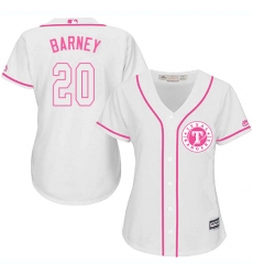 Women's Majestic Texas Rangers #20 Darwin Barney Authentic White Fashion Cool Base MLB Jersey