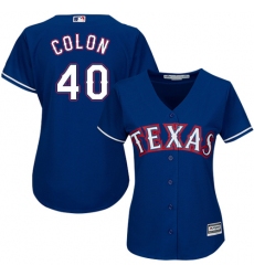 Women's Majestic Texas Rangers #40 Bartolo Colon Replica Royal Blue Alternate 2 Cool Base MLB Jersey