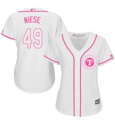 Women's Majestic Texas Rangers #49 Jon Niese Replica White Fashion Cool Base MLB Jersey