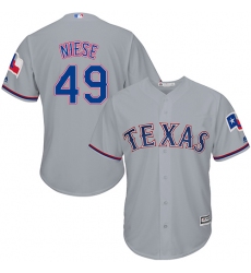 Youth Majestic Texas Rangers #49 Jon Niese Replica Grey Road Cool Base MLB Jersey