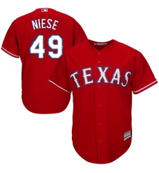 Youth Majestic Texas Rangers #49 Jon Niese Replica Red Alternate Cool Base MLB Jersey