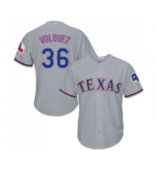 Men's Texas Rangers #36 Edinson Volquez Replica Grey Road Cool Base Baseball Jersey