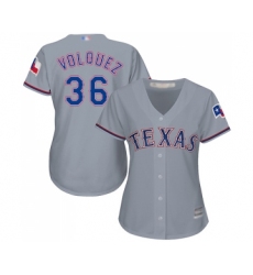 Women's Texas Rangers #36 Edinson Volquez Replica Grey Road Cool Base Baseball Jersey
