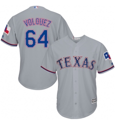 Youth Majestic Texas Rangers #64 Edinson Volquez Authentic Grey Road Cool Base MLB Jersey