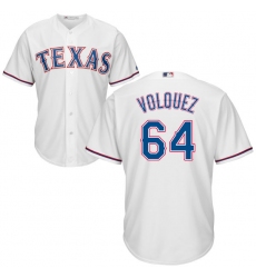 Youth Majestic Texas Rangers #64 Edinson Volquez Replica White Home Cool Base MLB Jersey