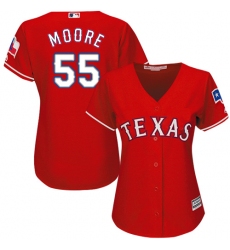 Women's Majestic Texas Rangers #55 Matt Moore Authentic Red Alternate Cool Base MLB Jersey