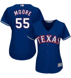 Women's Majestic Texas Rangers #55 Matt Moore Replica Royal Blue Alternate 2 Cool Base MLB Jersey