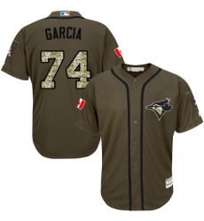 Youth Majestic Toronto Blue Jays #74 Jaime Garcia Replica Green Salute to Service MLB Jersey