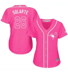 Women's Majestic Toronto Blue Jays #26 Yangervis Solarte Authentic Pink Fashion Cool Base MLB Jersey